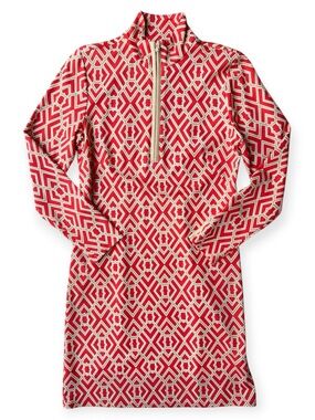 Jude Connally Anna Dress In Garden Lattice Women’s Size XS Red Zipper USA EUC